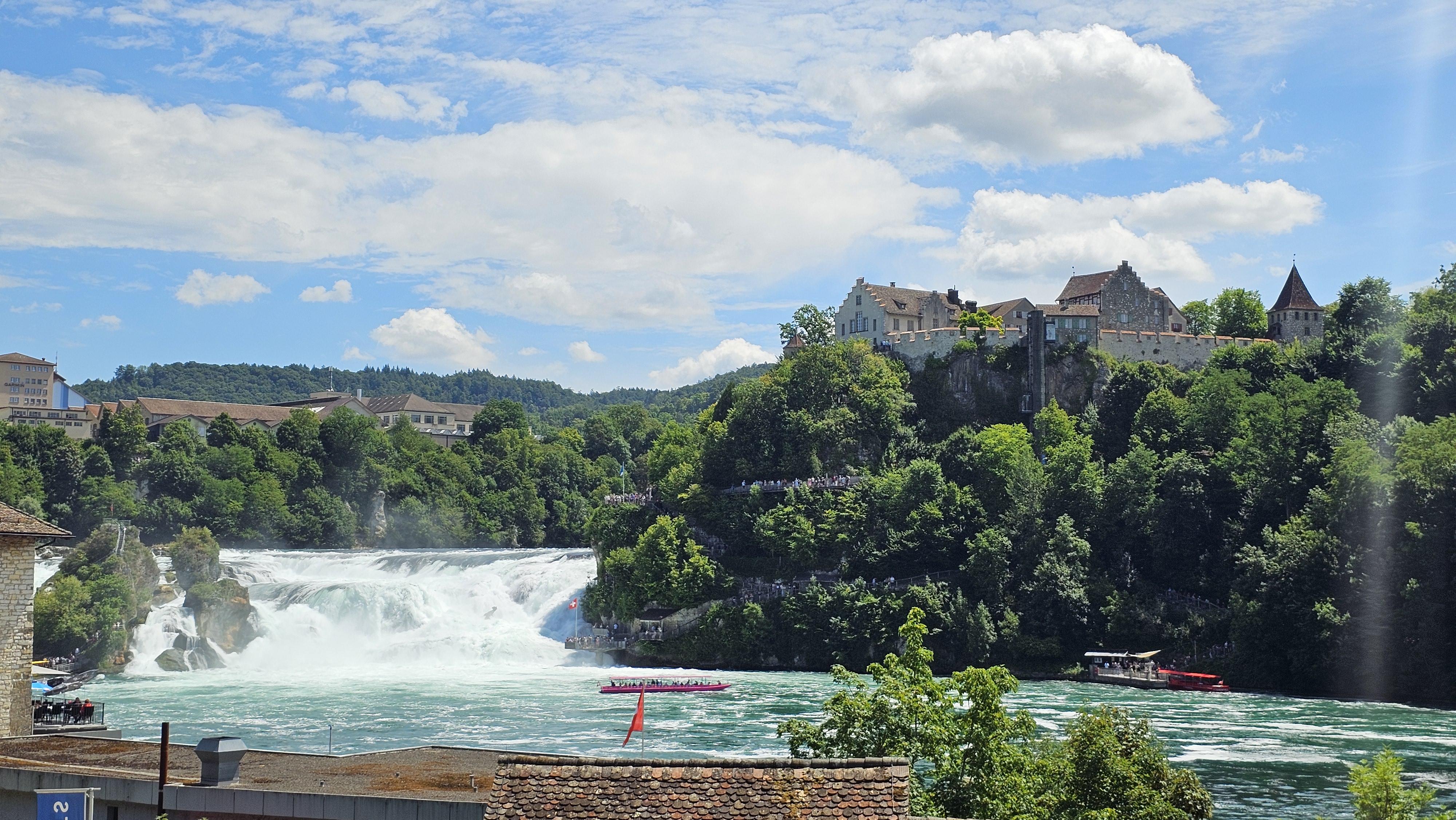 Mist rising from the Rhine Falls near Schaffhausen